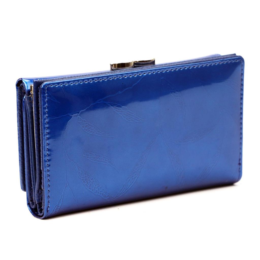 Lackierter großer Damenportemonnaie aus Leder mit Blättern