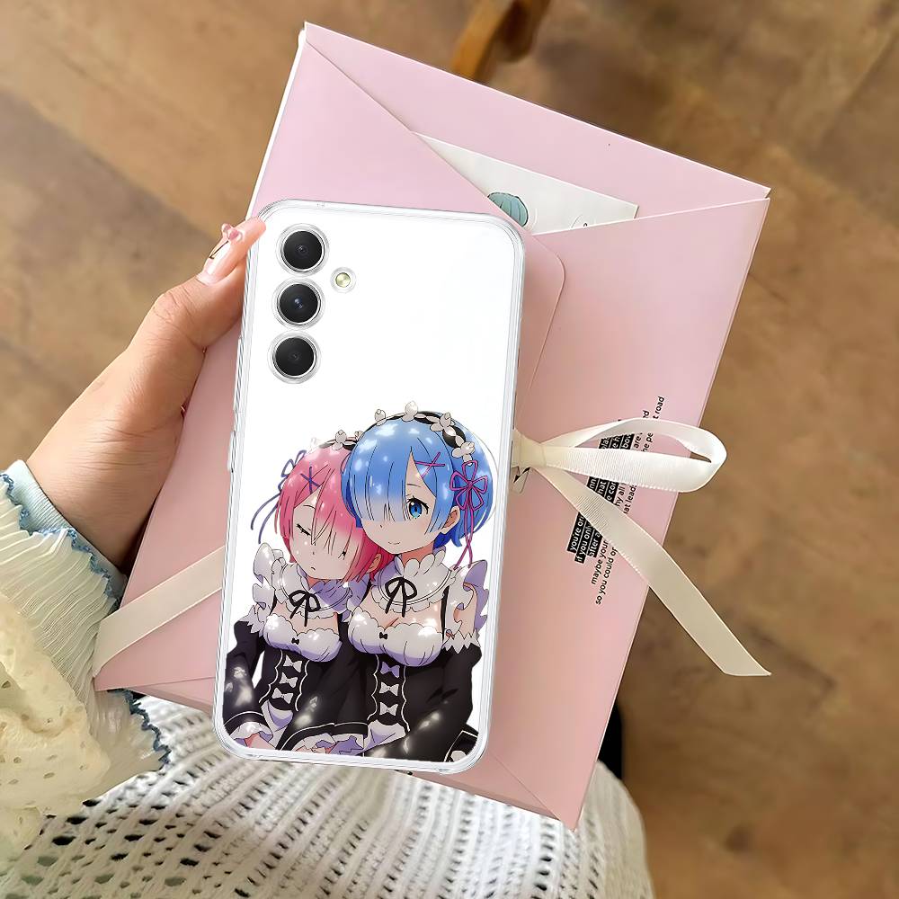 Anime RE ZERO Ram Rem Phone Case For Samsung Galaxy S21 S22 S23 S24 S25ULTRA FE Ultra Plus5G A52S Transparent Cover