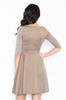 Quilted flared dress - Dress with 3/4 sleeves - beige dress M235 size