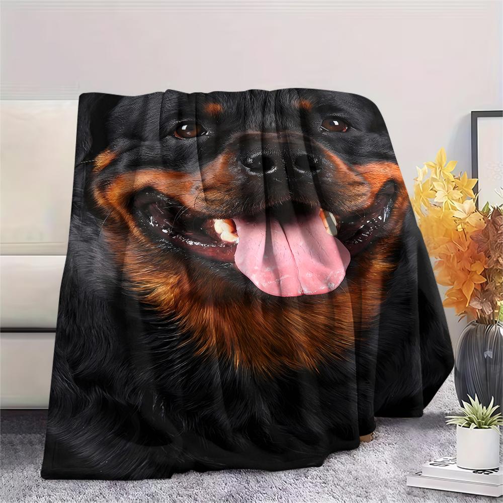 1Pc 3D Dog Puzzle Print Flannel Blanket, High quality Comfortable for All Seasons, Home Decor, Warmth and Comfort, Perfect for Gifts