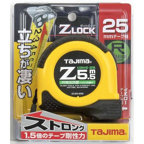 TAJIMA ZL2555SCB Convex 5.5m X 25mm Z-Lock 25 with Scale (equivalent To a Shaku)