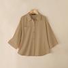 ZANZEA Womens Turn Down Collar 3/4 Sleeve Loose Button Blouse