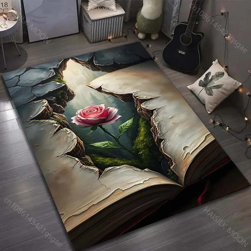 Visual Arts Roses In The Cracks Print Carpet for Bedroom Living Room Bedside Sofa Floor Mat Modern Home Decor Area Rug Multisize
