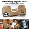 For iPhone 16 Plus Case Compatible with MagSafe Kickstand Leather Phone Back Cover