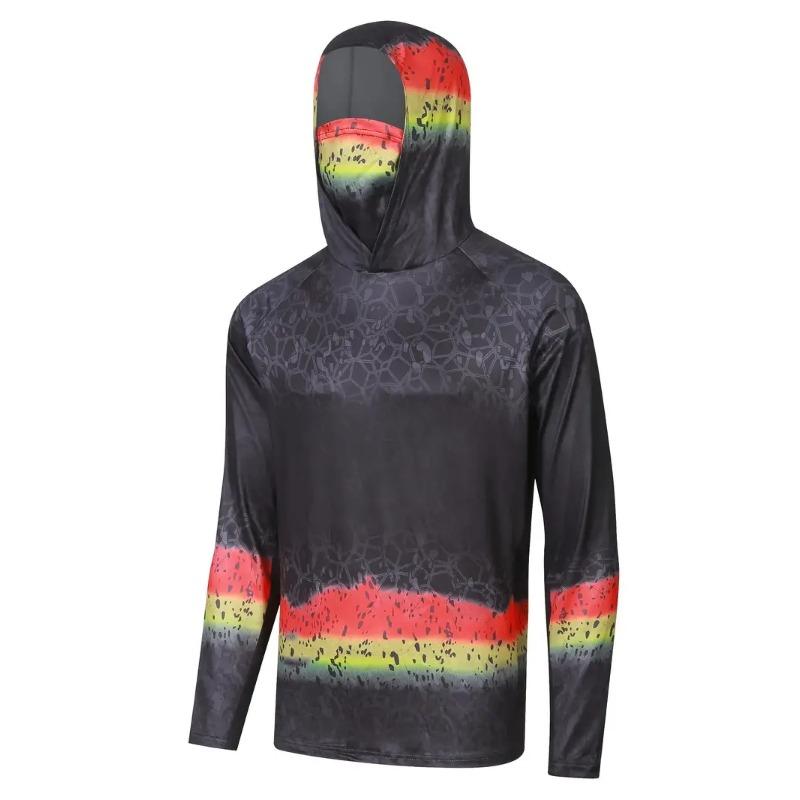 MALFC Vêtements de pêche Homme Capuche Chemise de pêche T-shirt de pêche à manches longues protection UV