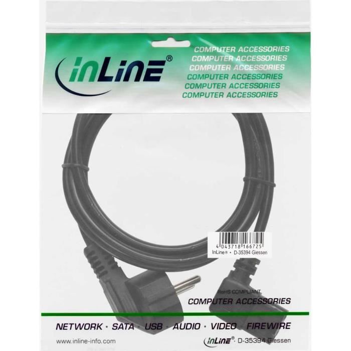 Inline 16752g, 0,3 m, mâle-femelle, coupleur c13, noir