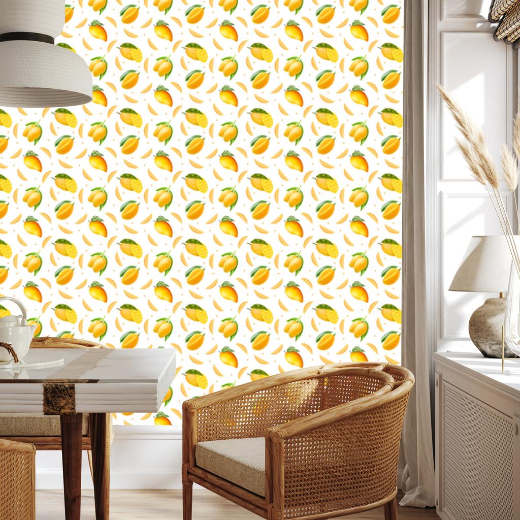 Mango Wallpaper White and Cream for Living Room and Bedroom 50x1000