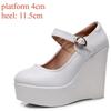 Fashion Genuine Leather Shoes Platform Wedges Mary Janes Women Autumn 2025 High Heels Pumps for Office Model