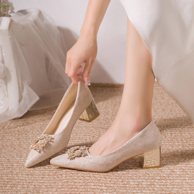 Fashion French Bridal Wedding Shoes Banquet Single Shoes 2025 New Wearable Everyday Bridesmaid Shoes