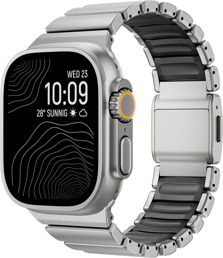 Titanium Fluoroelastomer Rubber Band for Apple Watch Ultra 3 2 49mm Series 11 10 46mm Strap for Iwatch 9 8 7 6 5 SE 3 44mm 45mm