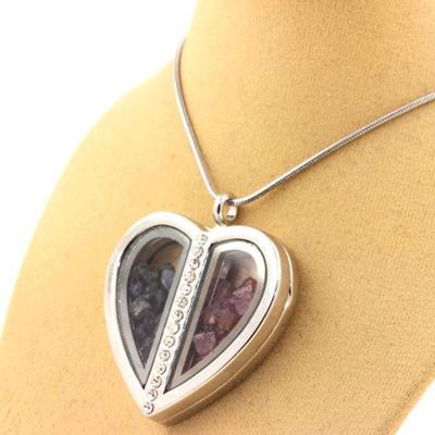 Stones and Minerals. Raw Sapphire + Rhodolite Garnet Necklace. Heart Model.