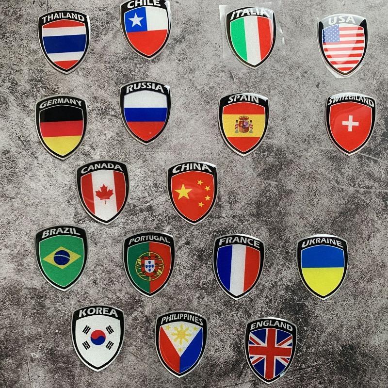Universal 3D Reflective World National Flag Stickers Decals for Car Motorcycle Exterior Decoration