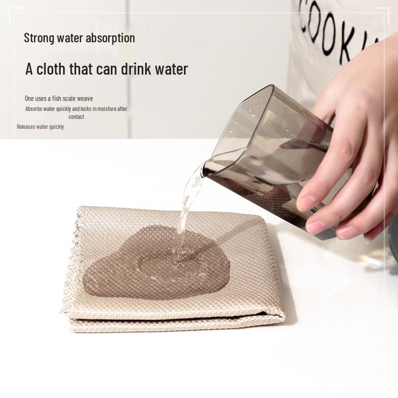 Fish Scale Cloth - Absorbent, Non-Shedding Kitchen Dish Cloth for Streak-Free Glass & Household Cleaning