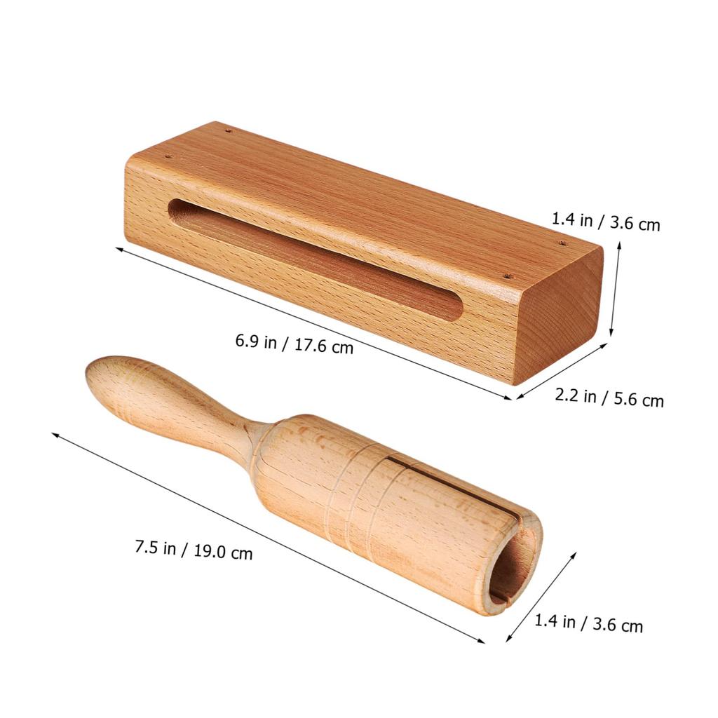 Totority Set of 4 Orff Musical Instruments Makara Wood Sounder Mokuo Zen Taiko Handheld Rhythm Wood Block Clapper Pro Temple Wood Block Wood Rhythm