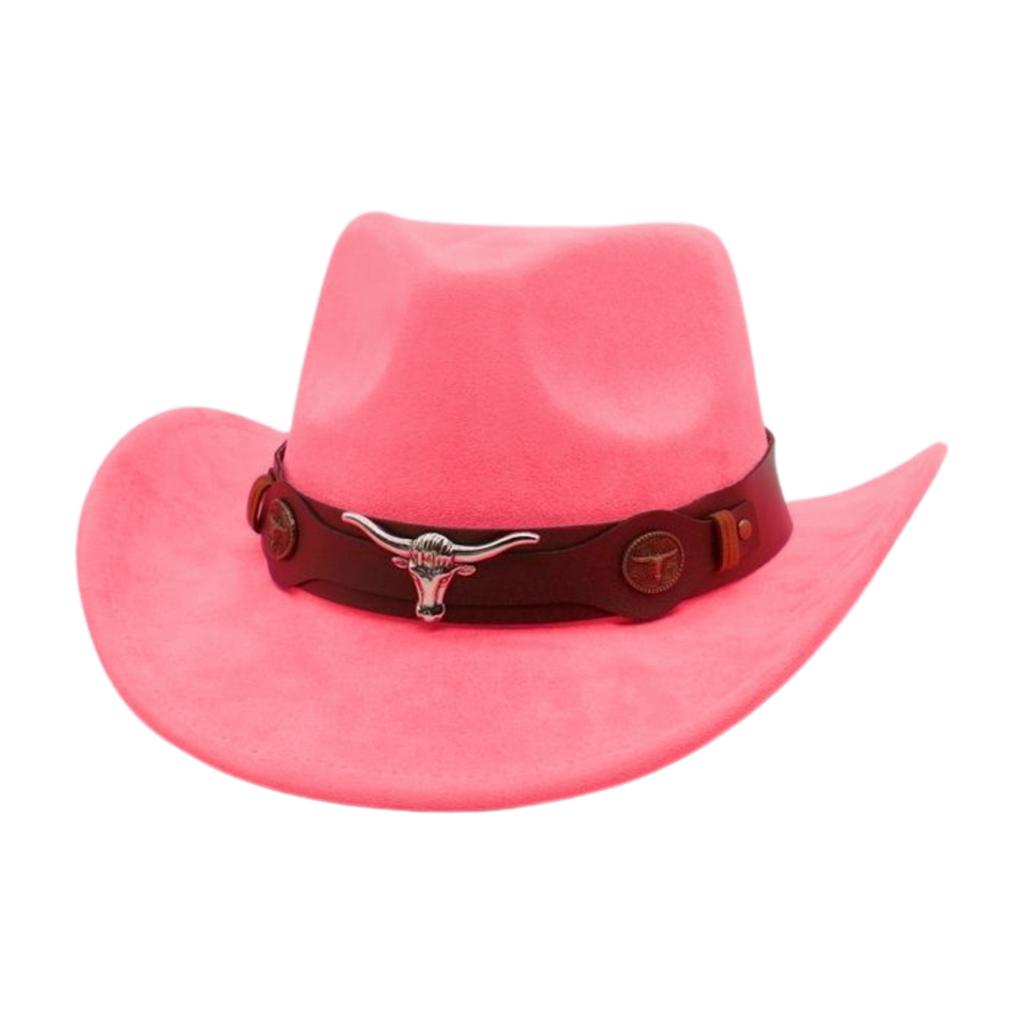 Ethnic Style Western Cowboy Hat Stage Jazz Hat Brown Ox Head Suede Top Hat