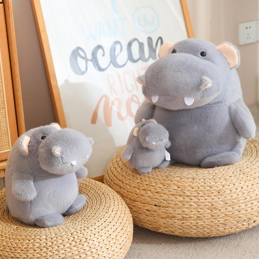 Hot Cute Fluffy Hippo Plush Toy Soft Stuffed Cartoon Hippopotamus Animal Doll Home Decoration Baby Kids Birthday Christmas Gifts