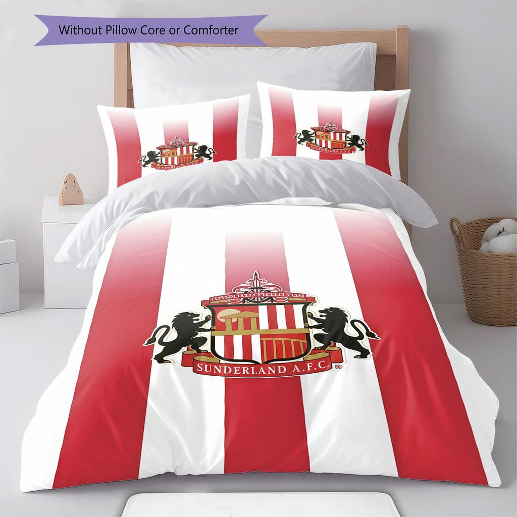 סט מצעים שמיכה עם לוגו SAFC כיסוי שמיכה ציפית לציפית קישוט לבית מתנת יום הולדת (1 * כיסוי שמיכה + 2 * ציפות, ללא ליבה)