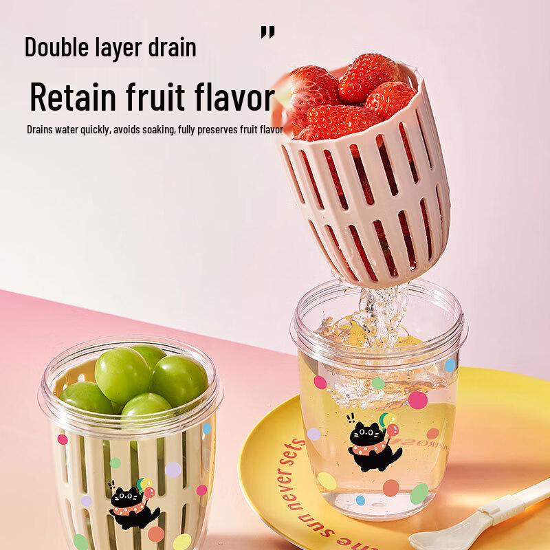Portable Double-Layer Fruit & Salad Container with Utensils