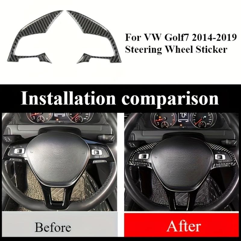 For Volkswagen Golf 7 Gti Mk7 2013-2019 Carbon Fiber Interior Car Steering Wheel Button Decorative Frame Sticker Car Accessories