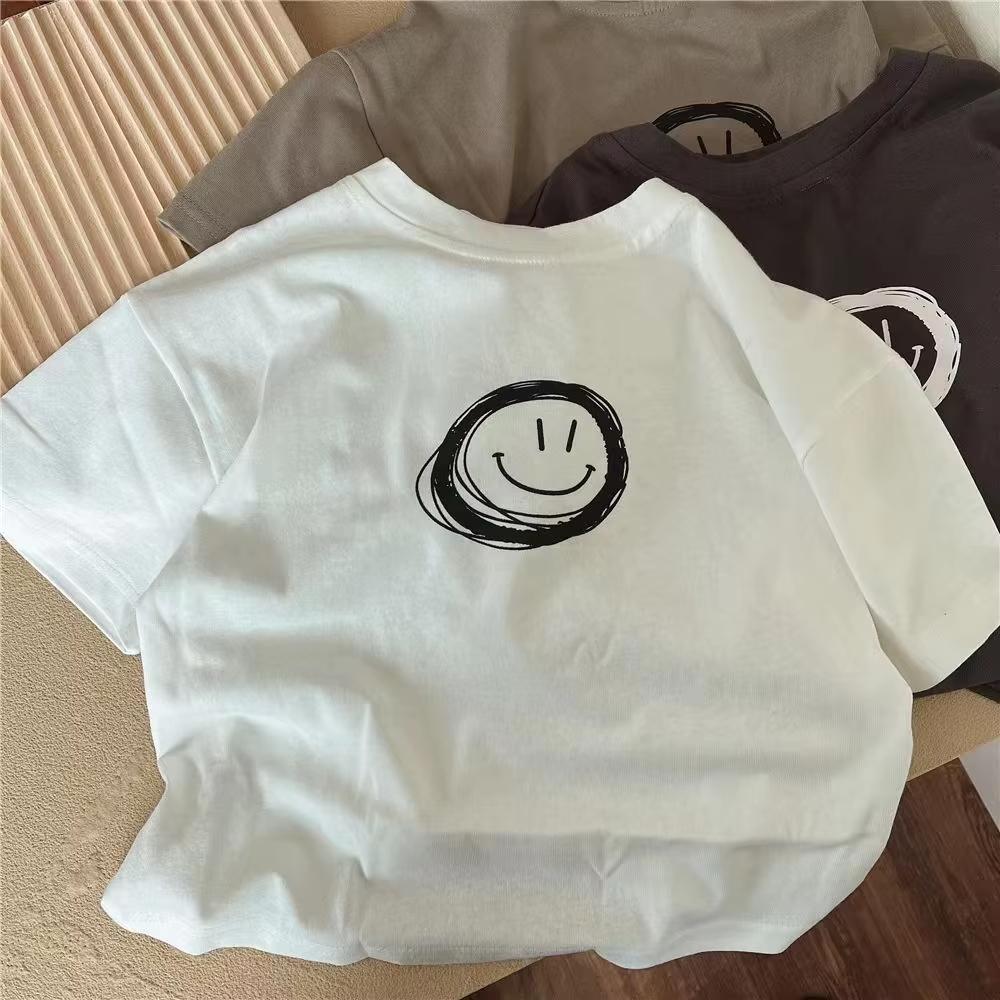 Summer New Baby Thin Cotton Bottoming Shirt Solid Color Versatile Short Sleeve Tops For Boys And Girls Children Simple TShirt