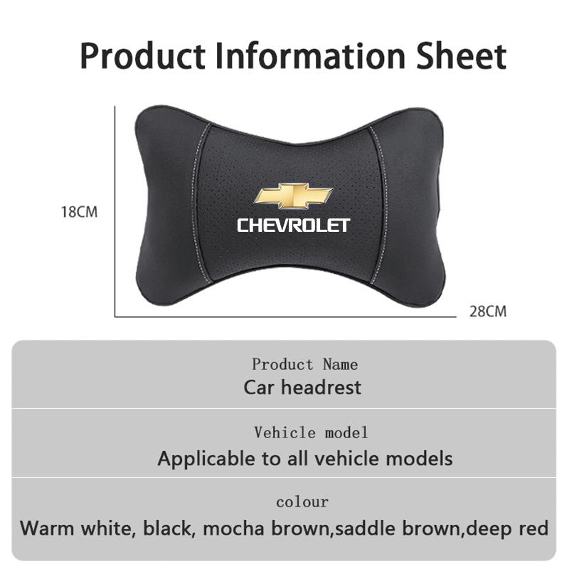 Leather Car Seat Headrest Memory Foam Comfort Neck Pillow Auto Interior For Chevrolet Bolt Impala Sonic Trax Niva Captiva Malibu