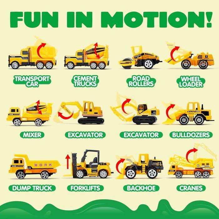 JOYIN 14 In 1 Diecast Construction Truck Toy Set, Play Vehicles Set In One Rider Truck, Birthday Gifts for Kids