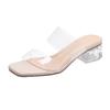 Transparent High Heels Sandals Women's Summer New One-word with Thick Heels Sandals Crystal Outer Slippers Women