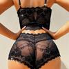 new Sexy Floral Lace Lingerie Set Hollow Out Bow Knot Bra And Open Crotch Panties Sets Women's Underwear Sex Erotic Costumes