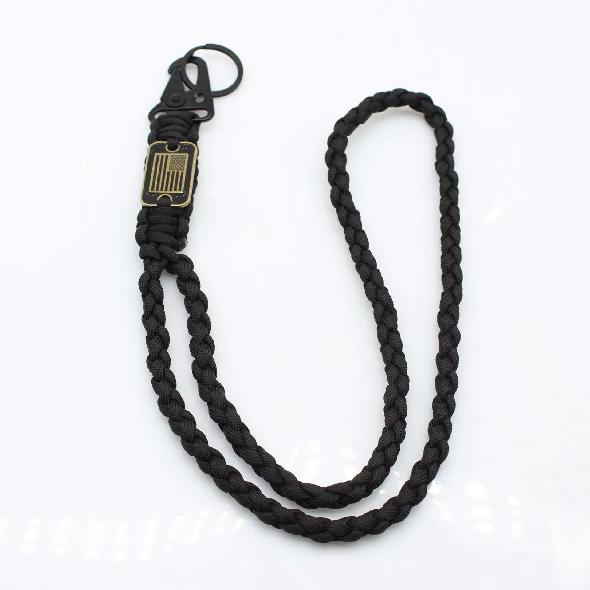 Custom Outdoor Handmade Woven Long Keyring Lanyard Braided Strap Hanger Outdoor Camping Accessories