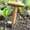 Hand Sow Dibbler With Wood Handle For Sowing Seeds Transplanting Plants Planting Bulbs Digging Gardening Garden Hole Punch Tool