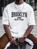 Sommer Unisex 100% Reine Baumwolle Lässiges Modisches Lockeres Brooklyn Print Rundhals Kurzarm T-Shirt Vielseitiges Oberteil
