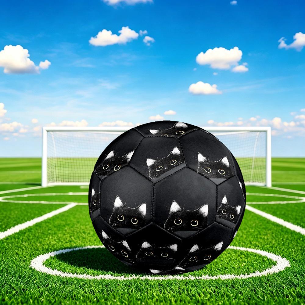 1pc Black Cat Mystery Size 5 Soccer Ball Professional Match Training Football Indoor &Outdoor Sports Ball Lightweight Durable c6530