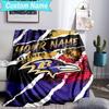 Custom Name Blanket Ravens Team Spirit Blanket Bedding Blanket for Travel, Camping, Living Rooms, Offices, Sofas, Fan Christmas Gift