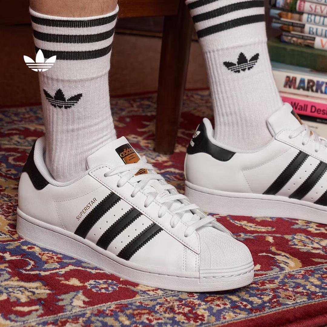 

Adidas SUPERSTAR Винтажные Низкие Спортивные Кроссовки с Ракушкой - Adidas Трилистник EG4958 35.5 белый