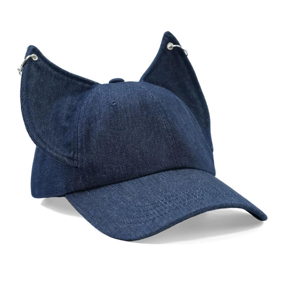 Y2k Personality Cute Fox Ears Cowboy Baseball Cap Men's and Women's Metal Buckle Trend Sunshade Adjustable Hip Hop Hat