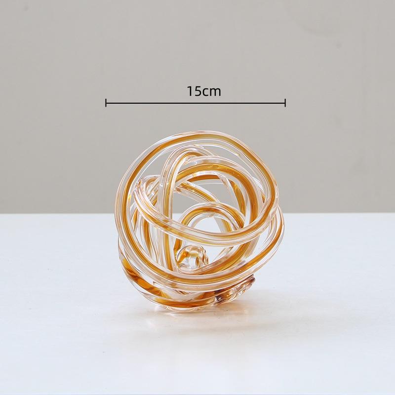 Glass Craft Geometrically Wound Sphere Hollow Coil Hand-made Glass Twine Transparent Ornament Home Decoration Accessories