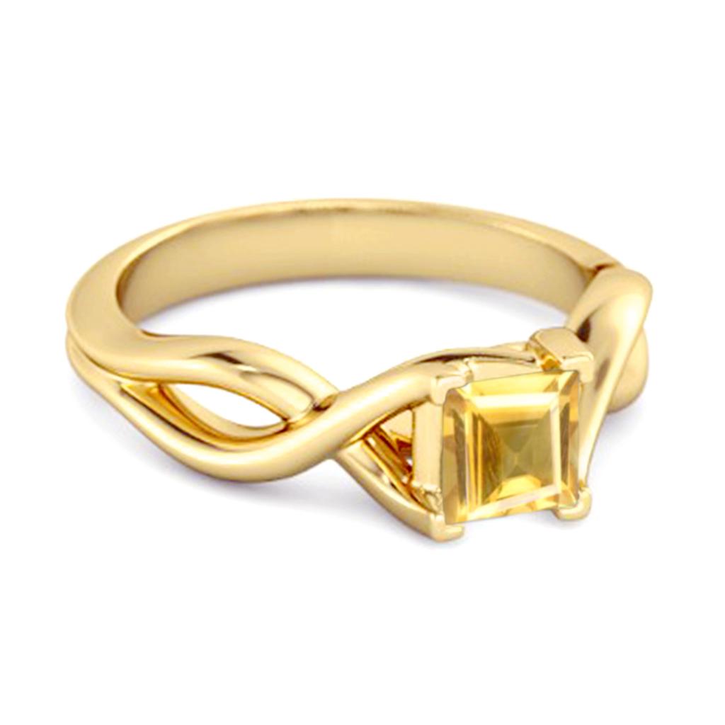 Citrin Keltisch Inspiriertes Unendlichkeit Design Ring - 925 Sterling Silber Gold Vermeil
