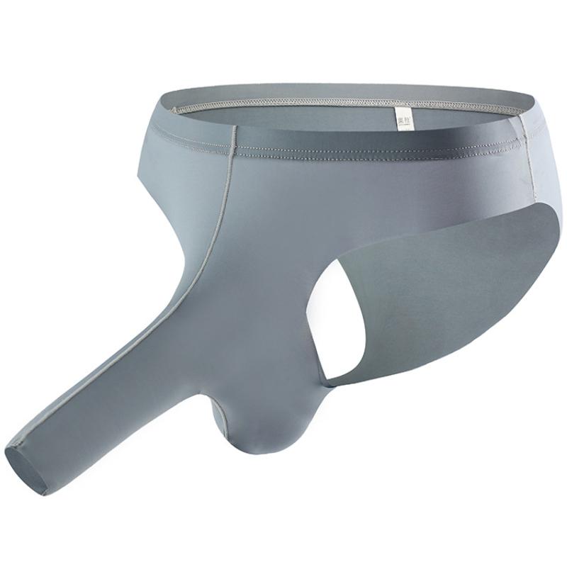 Men'S Ice Silk Underwear Ice Silk Seamless Briefs Bullet Separation Pouch Panties Thin Breathable Underpants Bikini Slip Homme