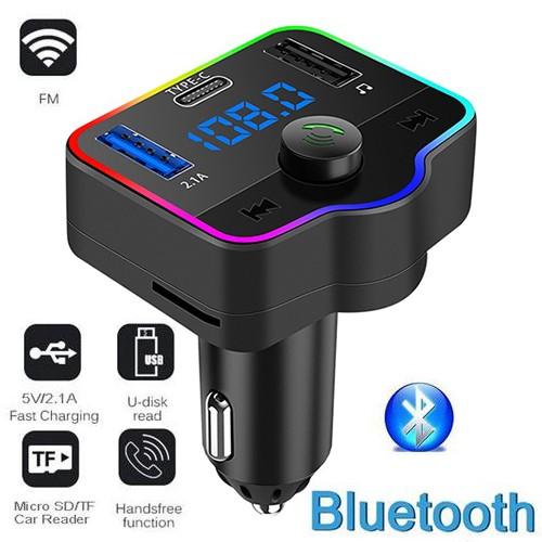 

Автомобильный Bluetooth-плеер, FM-передатчик Udisk MP3 с атмосферной подсветкой, беспроводной аудиоприемник, быстрое зарядное устройство, приемник вызовов громкой связи