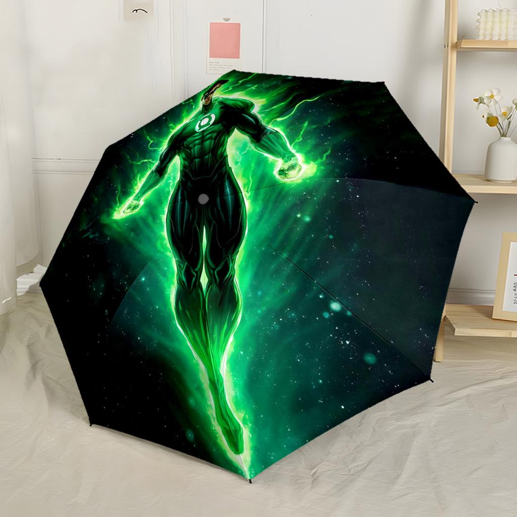 Green Lantern In Space Portable Automatic Umbrella Folding Umbrella with 8 Ribs Compact Design All-Season Travel Vibrant Pattern Umbrella