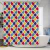 Colorful Geometric Shower Curtain for Bathroom Decor with Metal Eyelet Holes Red, Yellow Blue Design, Water Resistant Fabric Siz