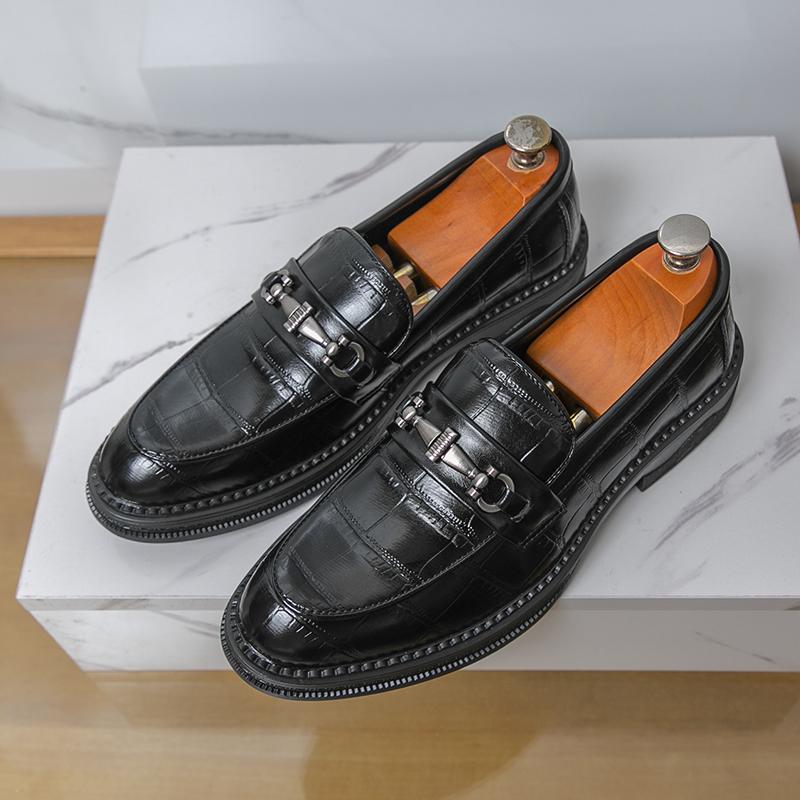 

Мода Модные Мужские Популярные Лоферы с Металлической Пряжкой Высококачественная Мужская Кожаная Обувь Мужская Деловая и Офисная Обувь Слипоны Размеры 38-46 46 чёрный
