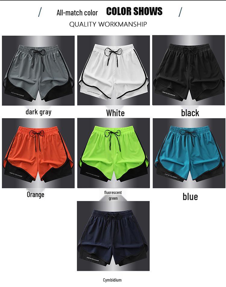 Herren Schnelltrocknende Doppellagige Drei-Punkt-Laufshorts mit Futter