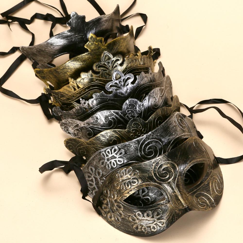 Retro Half-Face Party Masks Antique Silver Gold Burnished Finish Masquerade Mask Carnival Mask Unisex