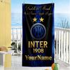 Inter Milan Customize Your Name Beach Towel Super Soft & Absorbent Ideal for Travel Outdoor Swim Pool Yoga Surf Camping Hiking Gym Gift Holiday