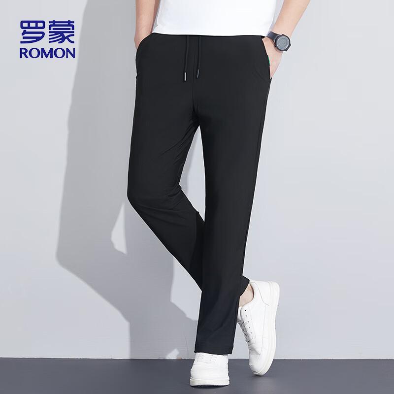 ROMON Men's Straight-Leg Ice Silk Casual Pants KZ0204