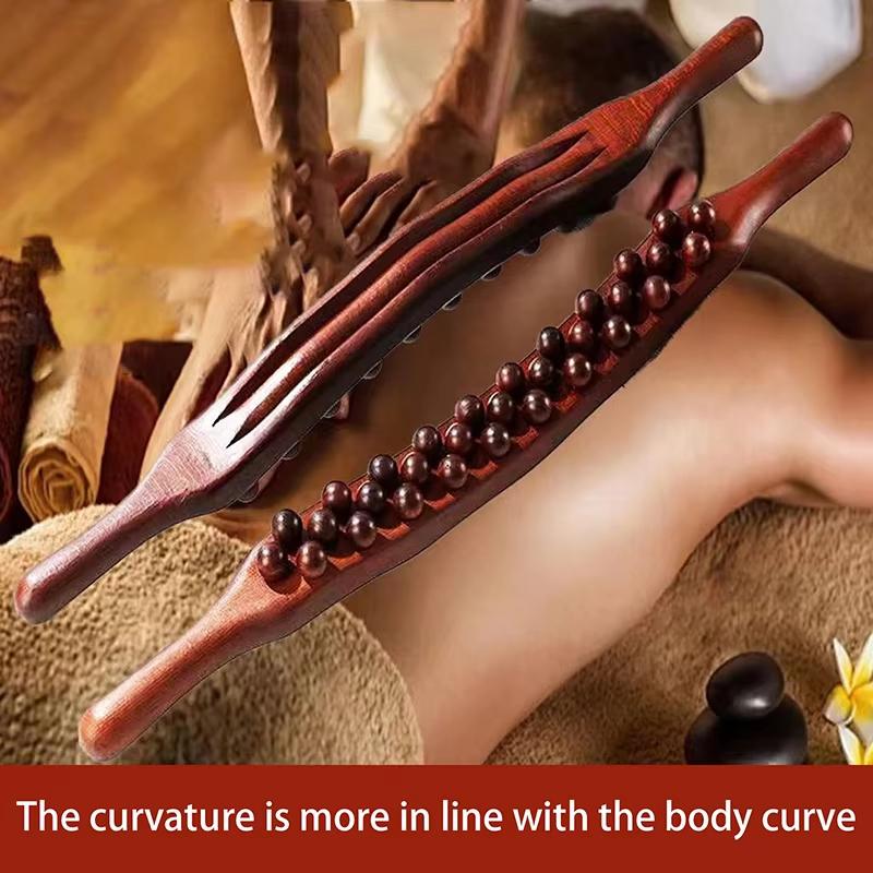 59 Beads Universal Back Massage Tendons Scraping Stick Point Treatment Gua Sha Relax Therapy Tool Abdominal Massager(Plastic)