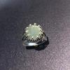 Trend Retro Ancient Silver Ring for Women Light Green Crystal Zircon Alloy Simple Gathering Light Luxury High Sense