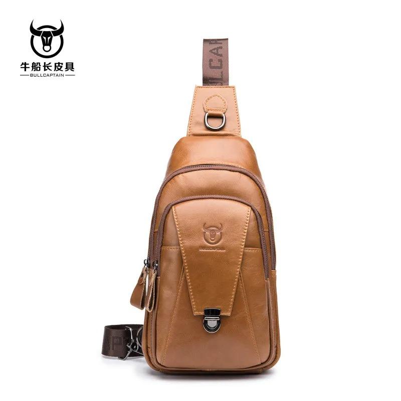 Značka 2024 vysoce kvalitní pánská pravá kůže hovězí kůže Vintage hrudník zádový batoh Cestovní móda Cross Body Messenger taška přes rameno