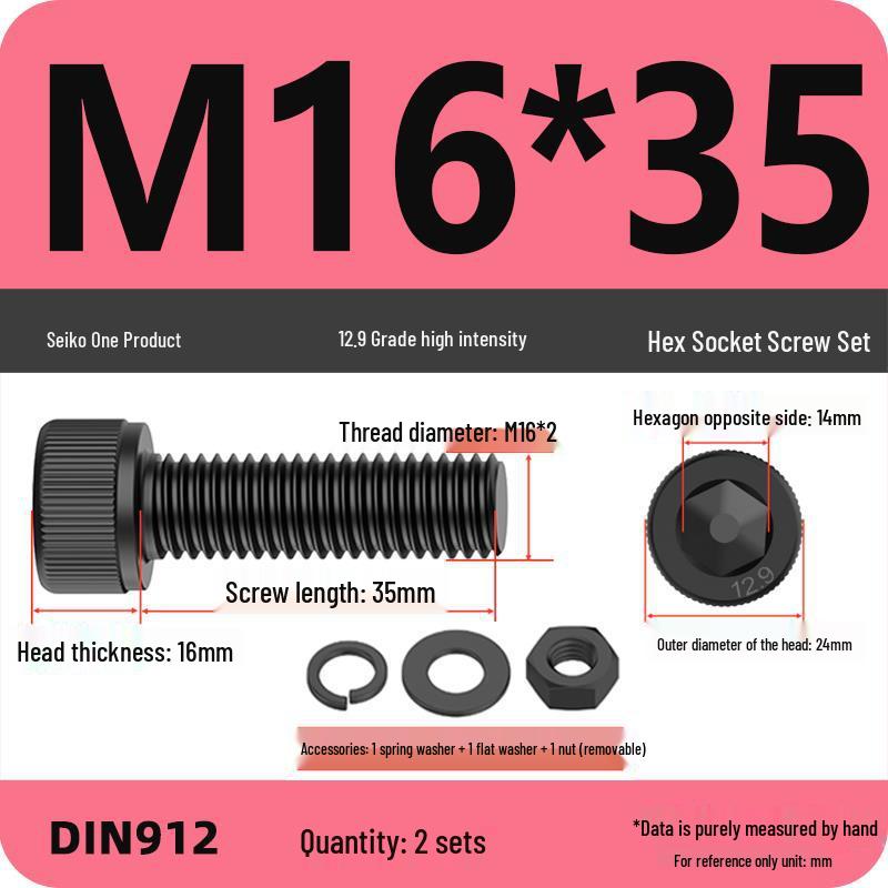 12.9 High Strength Socket Head Cap Screw and Nut Set M8-M16.